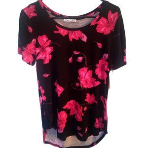 Floral Round Neck Short Sleeve Shirt Top M
